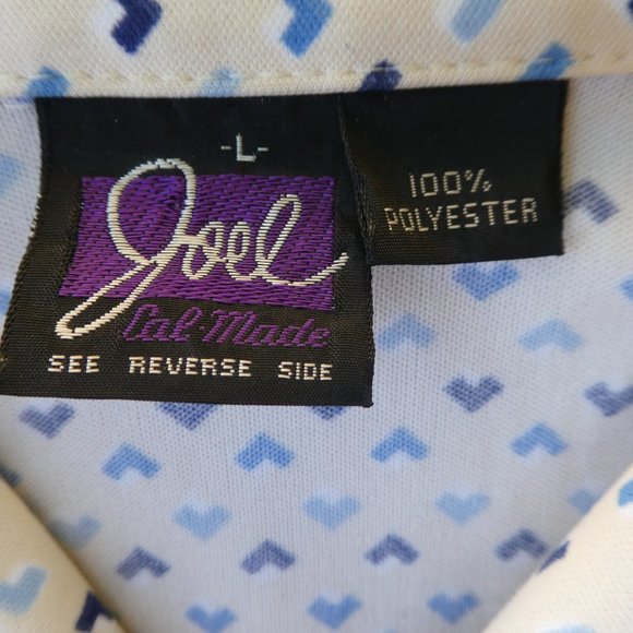 Joel Vintage 70s Disco Shirt Poly Knit Dagger Pointed Collar Birds Eye Geo XL - Picture 6 of 7
